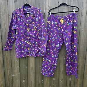 New Victoria Secret Purple Polka-dot 2-Piece Pajama Set 100% Cotton Size Large